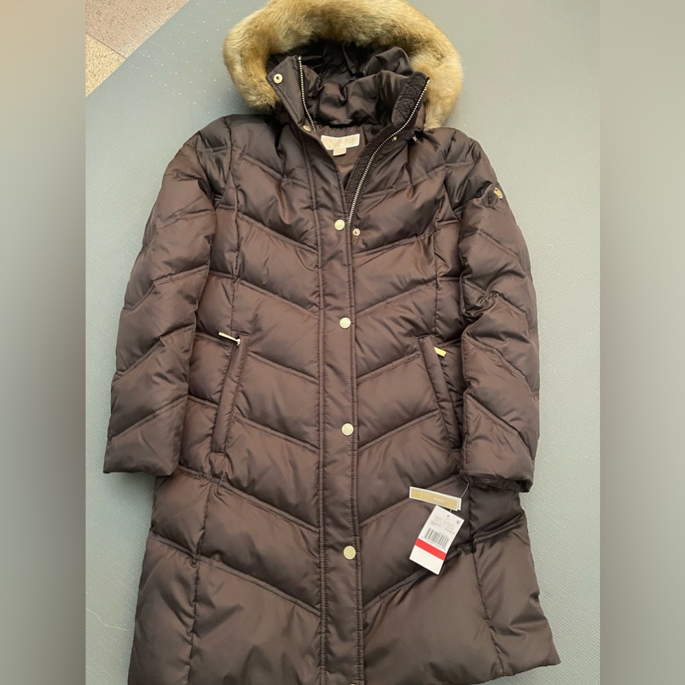 Michael Kors, Faux fur hooded quilted puffer jacket